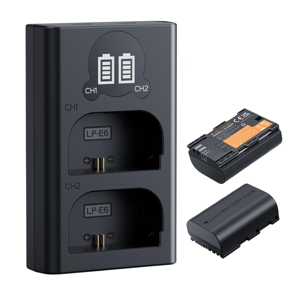 2 аккумулятора LP-E6NH + зарядное устройство K&F Concept Battery Charger Set 2 аккумулятора LP-E6NH + зарядное устройство K&F Concept Battery Charger Set