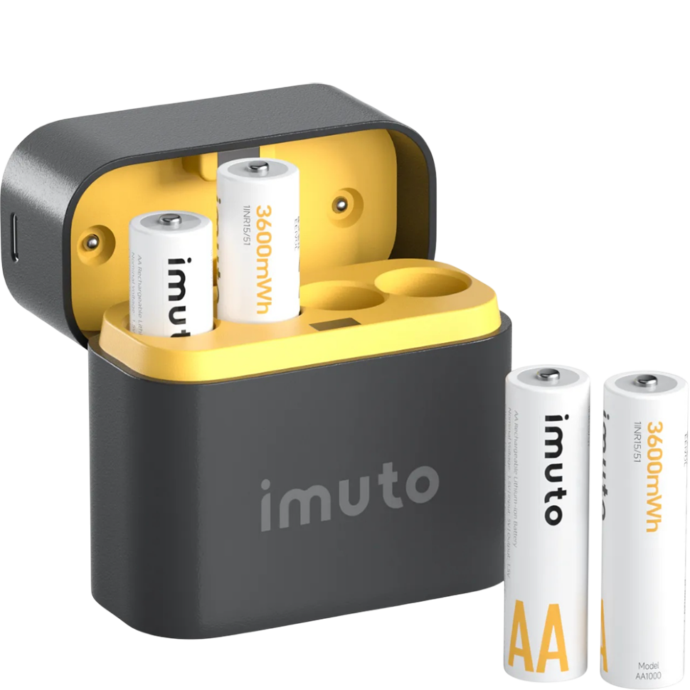 4 аккумуляторные батарейки Imuto AA 3600 mWh + зарядный кейс 4 аккумуляторные батарейки Imuto AA 3600 mWh + зарядный кейс
