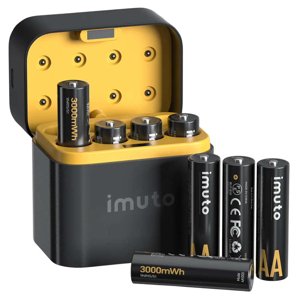 8 аккумуляторных батареек Imuto AA 3000 mWh + зарядный кейс 8 аккумуляторных батареек Imuto AA 3000 mWh + зарядный кейс
