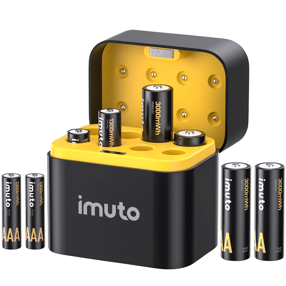 Аккумуляторные батарейки Imuto AA 3000mWh 4шт + AAA 1300mWh 4шт + зарядный кейс Аккумуляторные батарейки Imuto AA 3000mWh 4шт + AAA 1300mWh 4шт + зарядный кейс