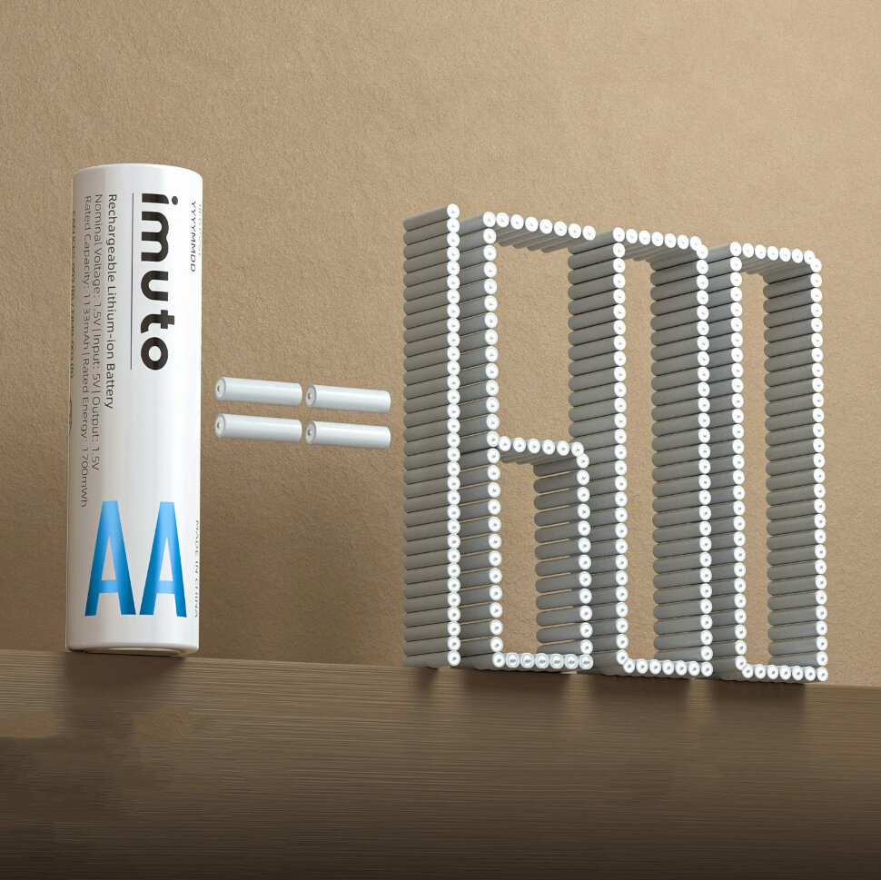 4 аккумуляторные батарейки Imuto AA 2500 mWh 4 аккумуляторные батарейки Imuto AA 2500 mWh