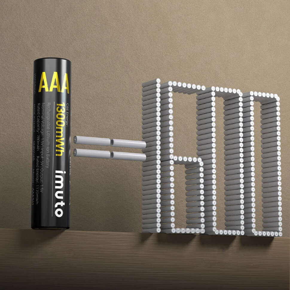 8 аккумуляторных батареек Imuto AAA 1300mWh 8 аккумуляторных батареек Imuto AAA 1300mWh