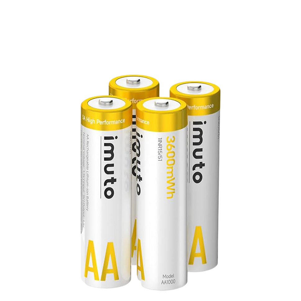 4 аккумуляторные батарейки Imuto AA 3600mWh 3А High Performance 4 аккумуляторные батарейки Imuto AA 3600mWh 3А High Performance