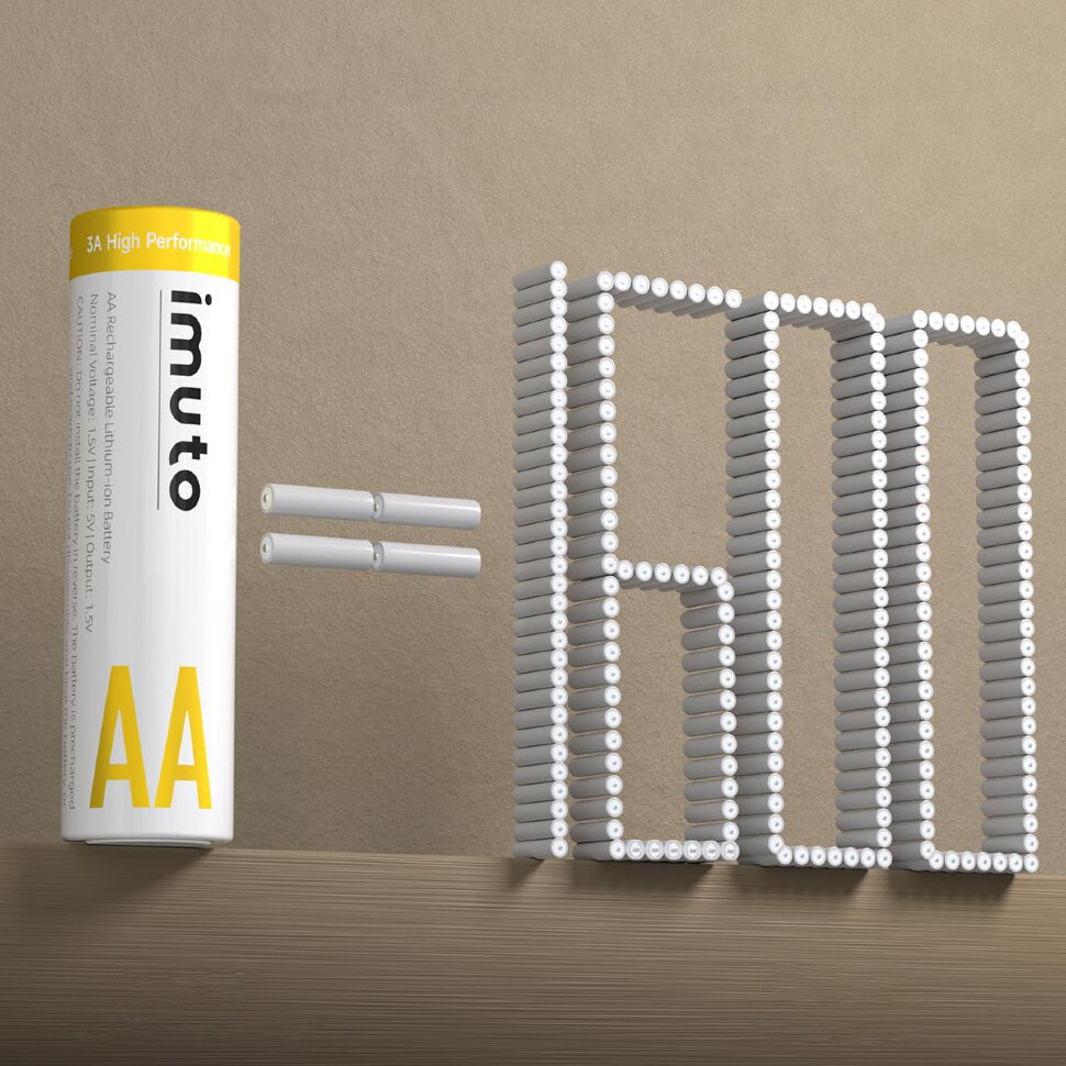 4 аккумуляторные батарейки Imuto AA 3600mWh 3А High Performance 4 аккумуляторные батарейки Imuto AA 3600mWh 3А High Performance