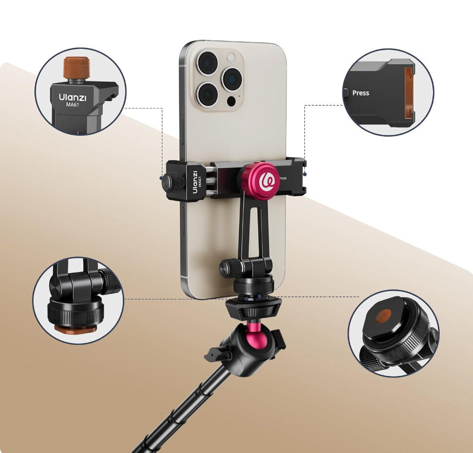 Держатель смартфона Ulanzi MA61 QuickClip Держатель смартфона Ulanzi MA61 QuickClip