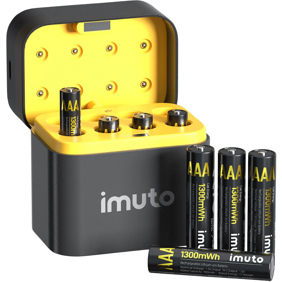 8 аккумуляторных батареек Imuto AAA 1300 mWh + зарядный кейс 8 аккумуляторных батареек Imuto AAA 1300 mWh + зарядный кейс