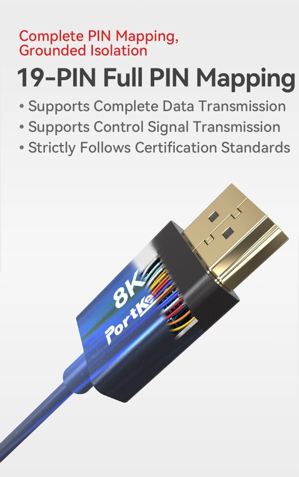 Кабель Portkeys Ultra-thin 10-Core HDMl 8K60 0.5м Кабель Portkeys Ultra-thin 10-Core HDMl 8K60 0.5м