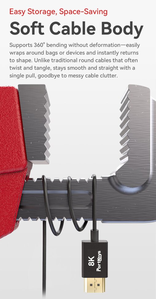 Кабель Portkeys Ultra-thin 10-Core HDMl 8K60 0.5м Кабель Portkeys Ultra-thin 10-Core HDMl 8K60 0.5м