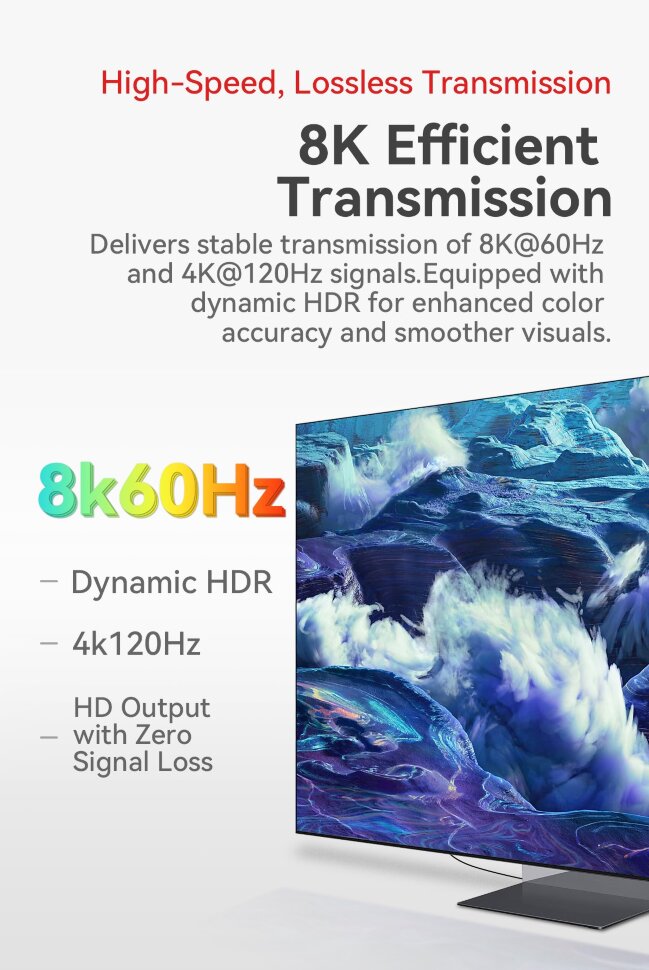 Кабель Portkeys Ultra-thin 10-Core HDMl 8K60 0.5м Кабель Portkeys Ultra-thin 10-Core HDMl 8K60 0.5м