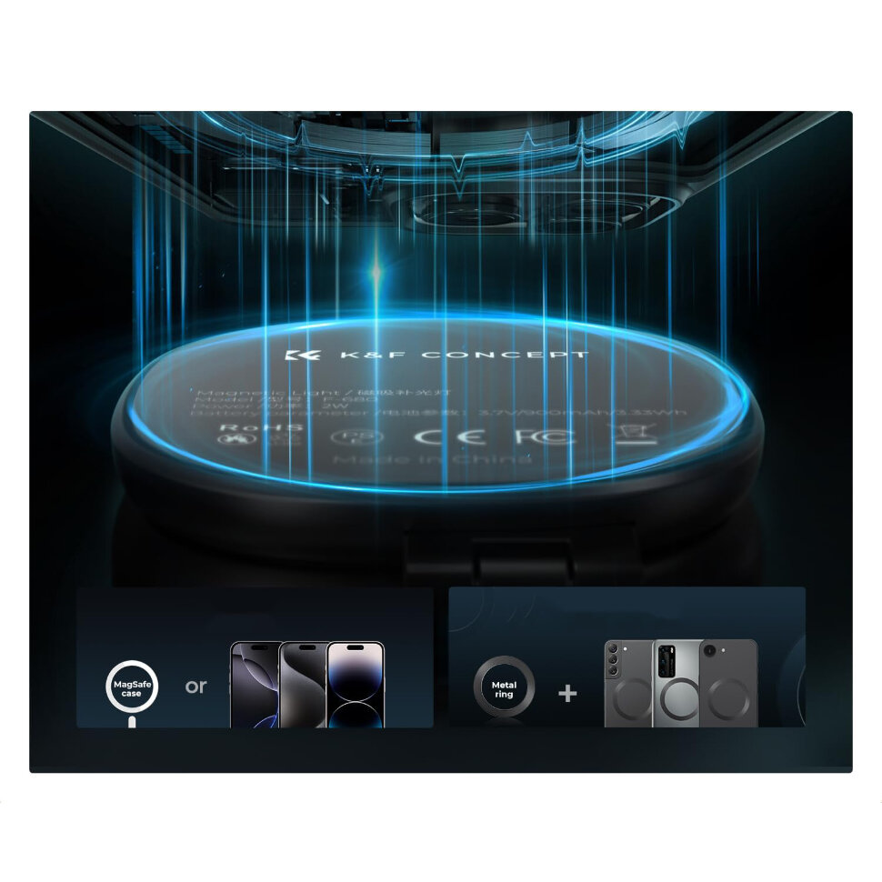 Осветитель K&F Concept 360° Magnetic Белый Осветитель K&F Concept 360° Magnetic Белый