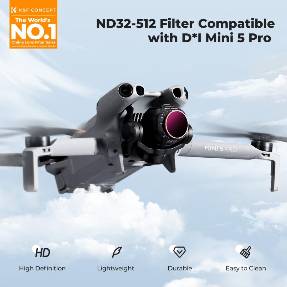 Светофильтр K&F Concept ND32-512 для DJI Mini 5 Pro Светофильтр K&F Concept ND32-512 для DJI Mini 5 Pro