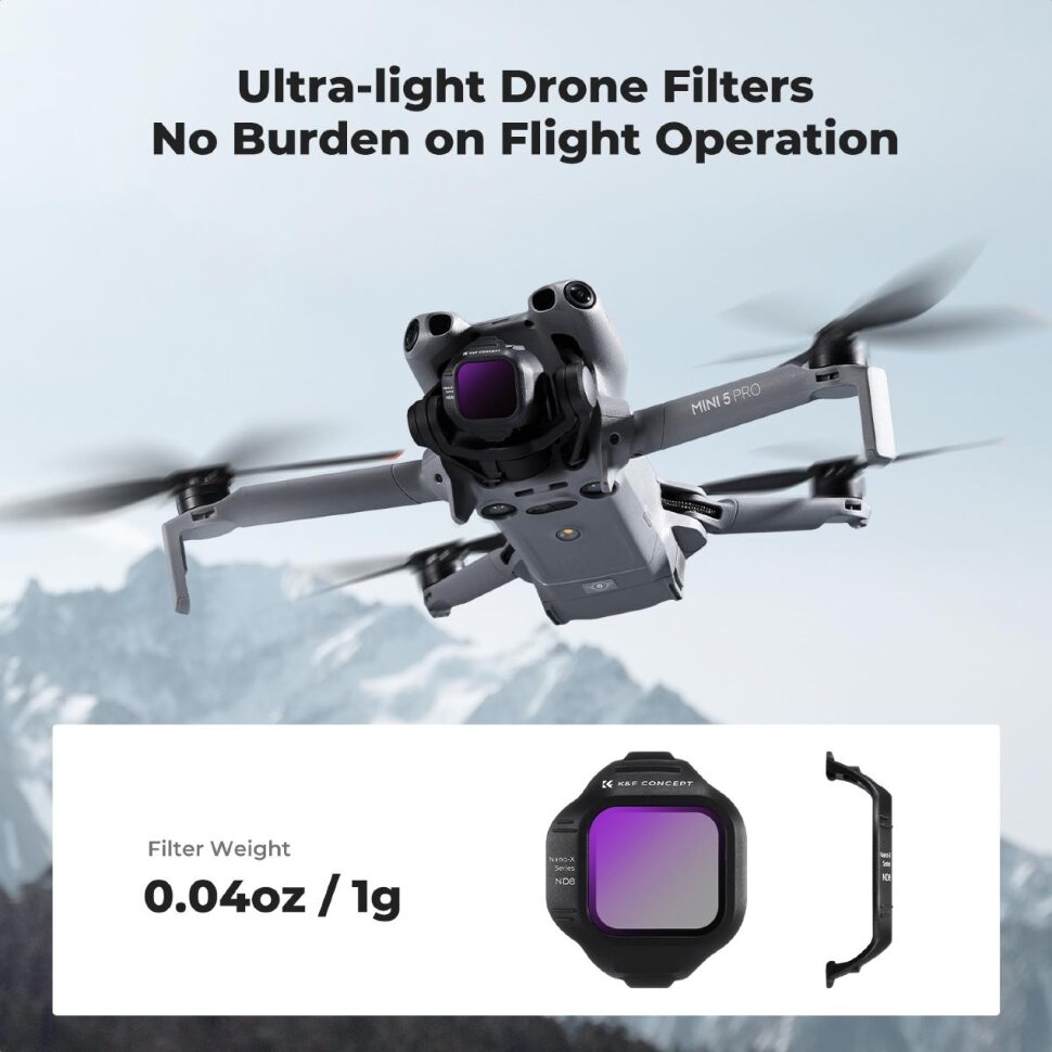 Комплект светофильтров K&F Concept CPL+UV+ND8/16 для DJI Mini 5 Pro (4шт) Комплект светофильтров K&F Concept CPL+UV+ND8/16 для DJI Mini 5 Pro (4шт)