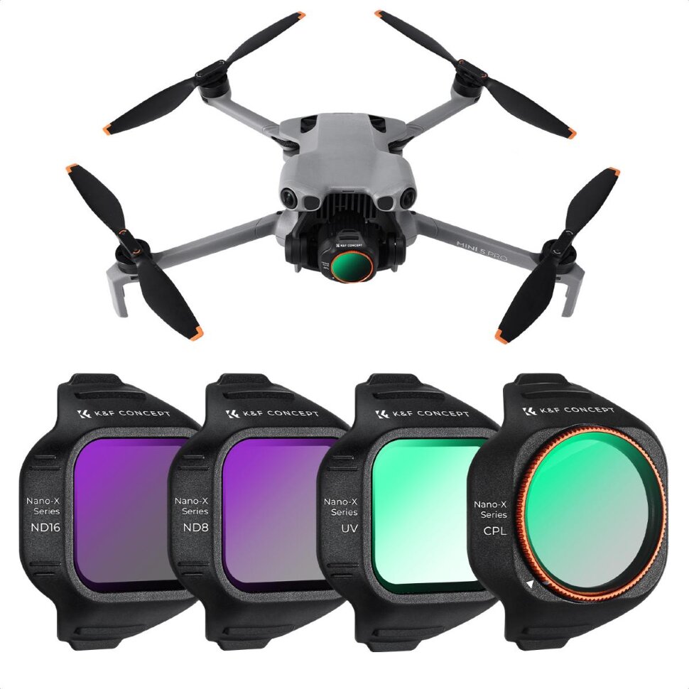 Комплект светофильтров K&F Concept CPL+UV+ND8/16 для DJI Mini 5 Pro (4шт) Комплект светофильтров K&F Concept CPL+UV+ND8/16 для DJI Mini 5 Pro (4шт)