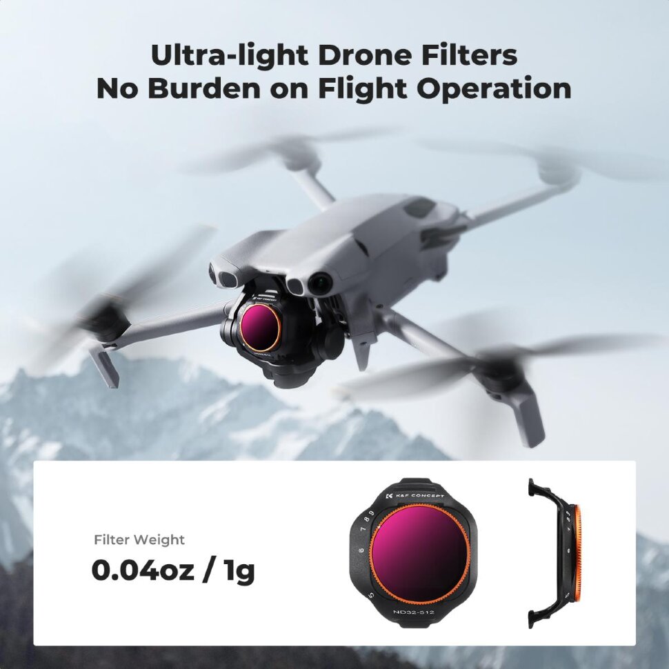 Комплект светофильтров K&F Concept ND2-32 & ND32-512 для DJI Mini 5 Pro (2шт) Комплект светофильтров K&F Concept ND2-32 & ND32-512 для DJI Mini 5 Pro (2шт)