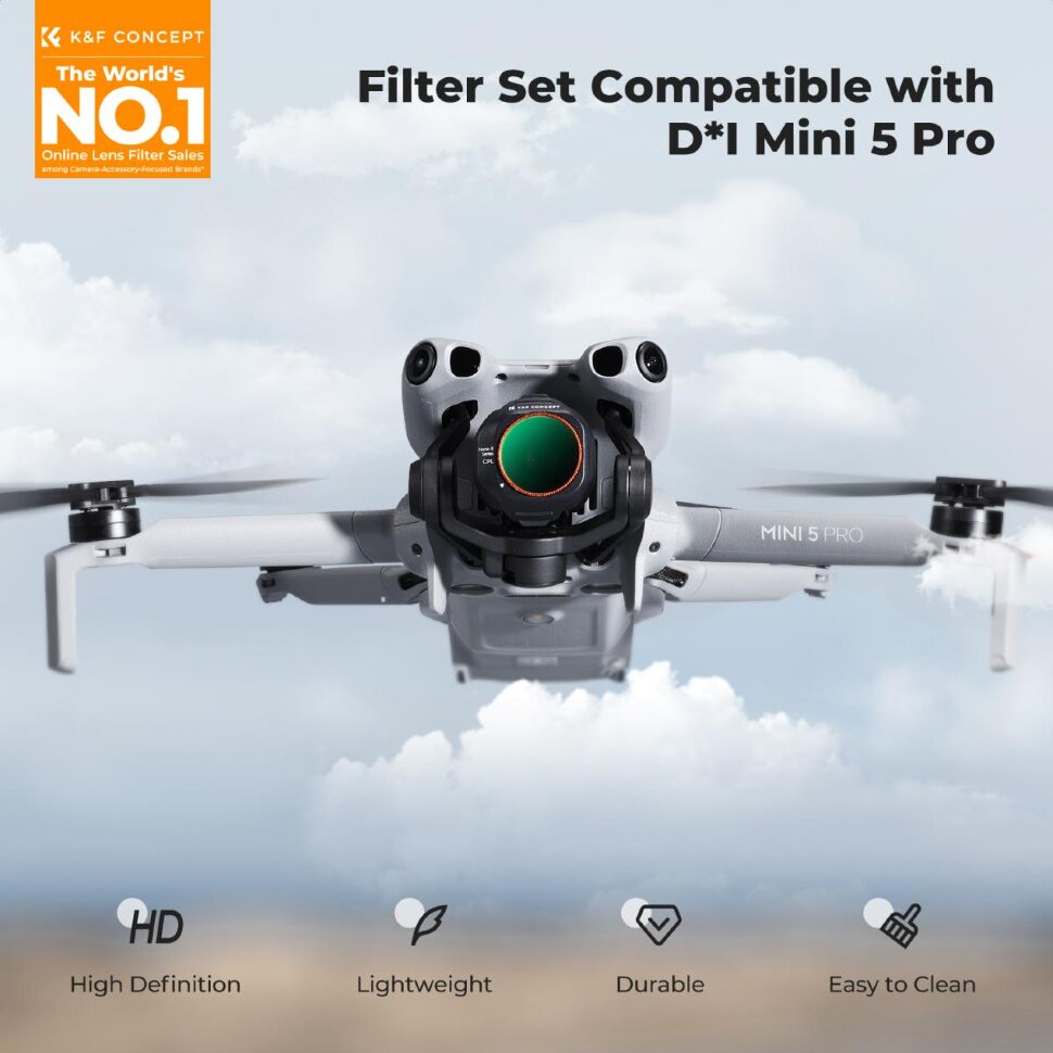 Комплект светофильтров K&F Concept CPL + ND/PL (4/8/16/32/64) для DJI Mini 5 Pro (6шт) Комплект светофильтров K&F Concept CPL + ND/PL (4/8/16/32/64) для DJI Mini 5 Pro (6шт)