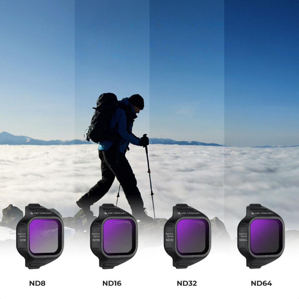 Комплект светофильтров K&F Concept ND8/16/32/64 для DJI Mini 5 Pro (4шт) Комплект светофильтров K&F Concept ND8/16/32/64 для DJI Mini 5 Pro (4шт)