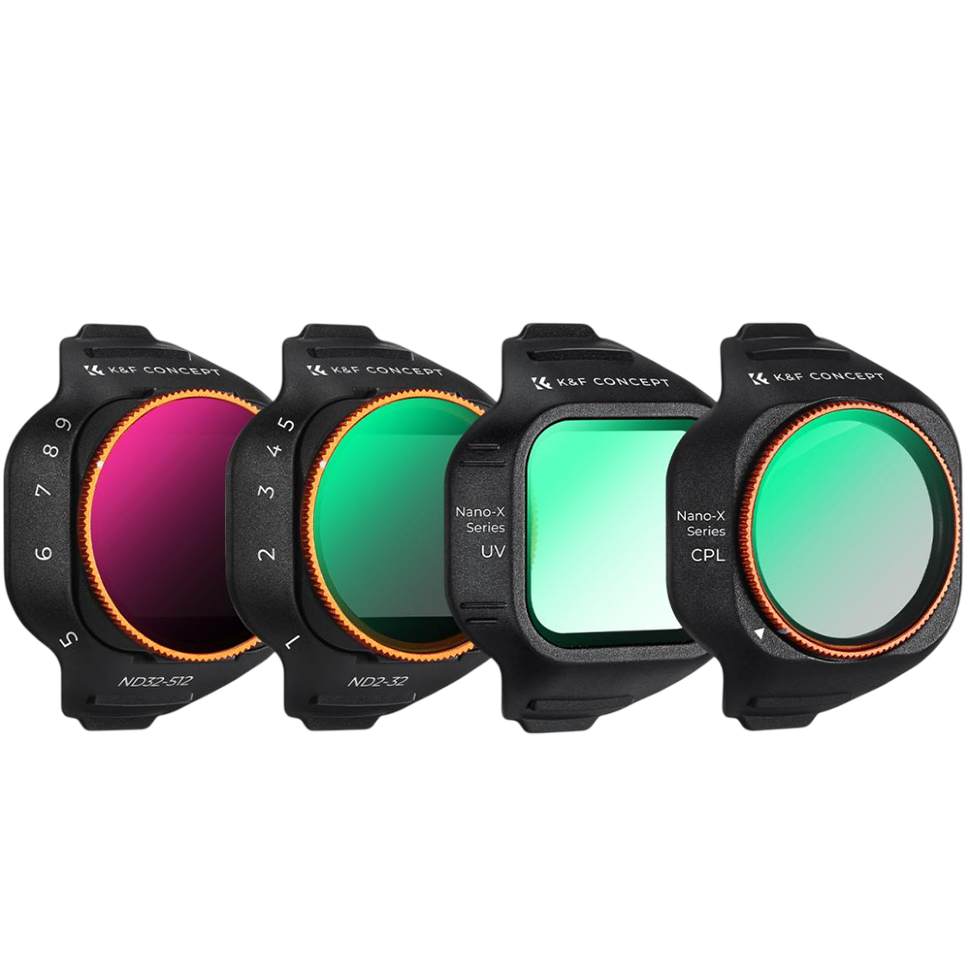 Комплект светофильтров K&F Concept UV + CPL + ND2-32 + ND32-512 для DJI Mini 5 Pro (4шт)