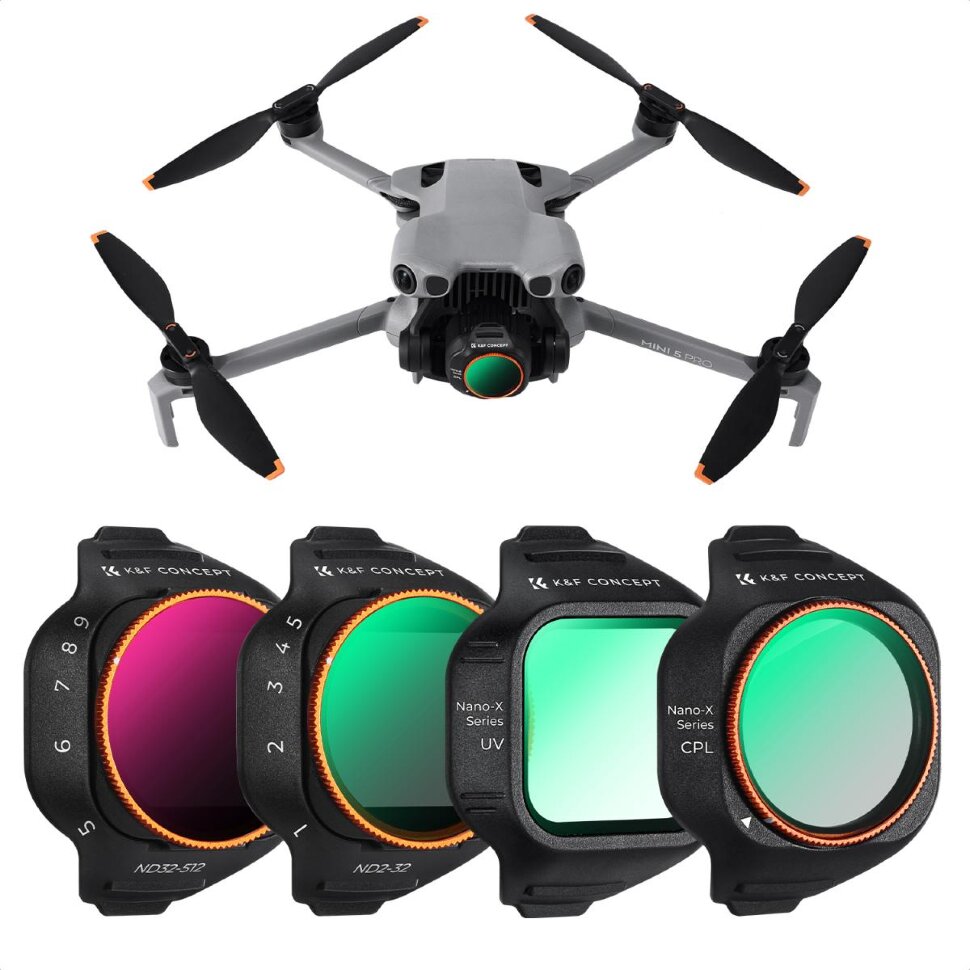 Комплект светофильтров K&F Concept UV + CPL + ND2-32 + ND32-512 для DJI Mini 5 Pro (4шт) Комплект светофильтров K&F Concept UV + CPL + ND2-32 + ND32-512 для DJI Mini 5 Pro (4шт)