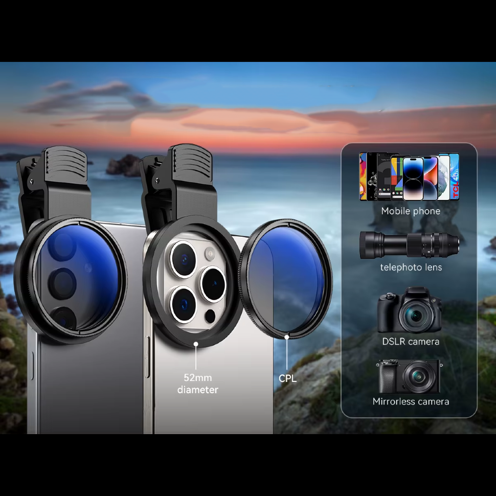 Светофильтр Apexel CPL 52 мм для смартфона Светофильтр Apexel CPL 52 мм для смартфона