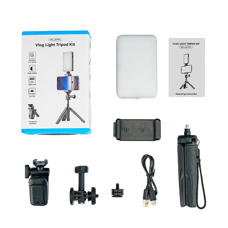 Осветитель с держателем смартфона Apexel JJ077FL Vlog Light Tripod Kit Осветитель с держателем смартфона Apexel JJ077FL Vlog Light Tripod Kit