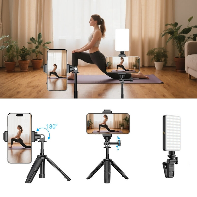 Осветитель с держателем смартфона Apexel JJ077FL Vlog Light Tripod Kit Осветитель с держателем смартфона Apexel JJ077FL Vlog Light Tripod Kit