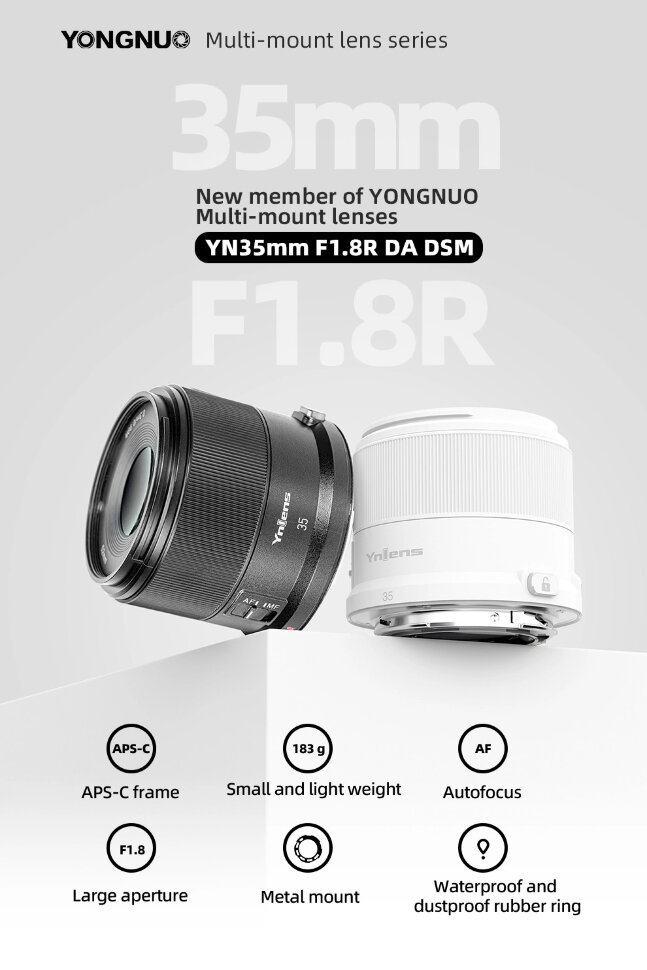 Объектив YongNuo YN 35mm F1.8R DA DSM RF Белый Объектив YongNuo YN 35mm F1.8R DA DSM RF Белый