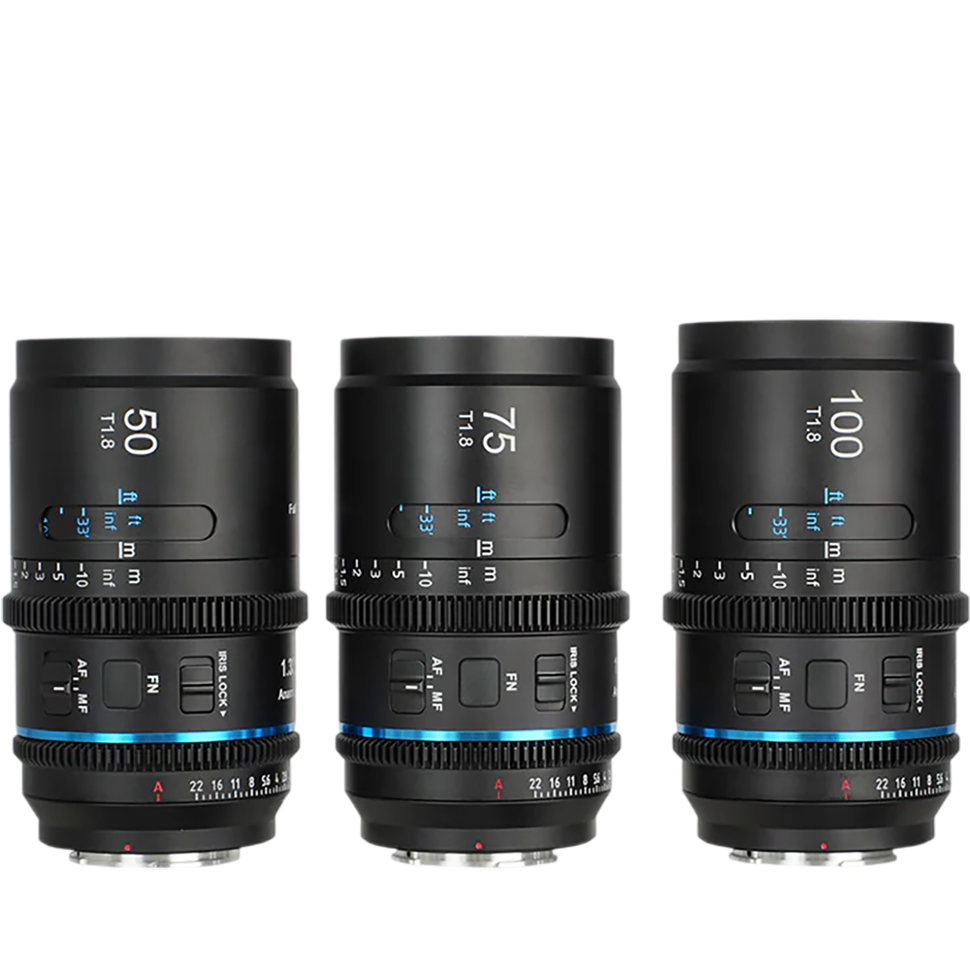 Комплект объективов Sirui Astra 50/75/100mm T1.8 FF AF Anamorphic 1.33x E-mount (Blue flare)