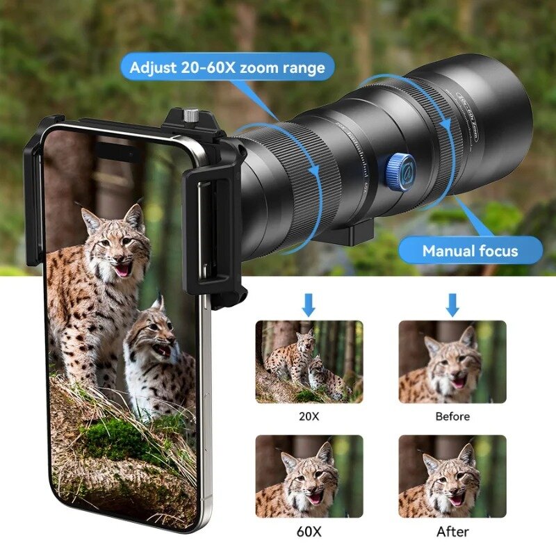 Объектив Apexel TeleCular 3 20–60X Telephoto для смартфона Объектив Apexel TeleCular 3 20–60X Telephoto для смартфона