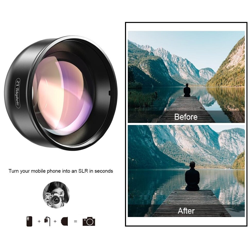Объектив Apexel 2X Telephoto для смартфона Объектив Apexel 2X Telephoto для смартфона
