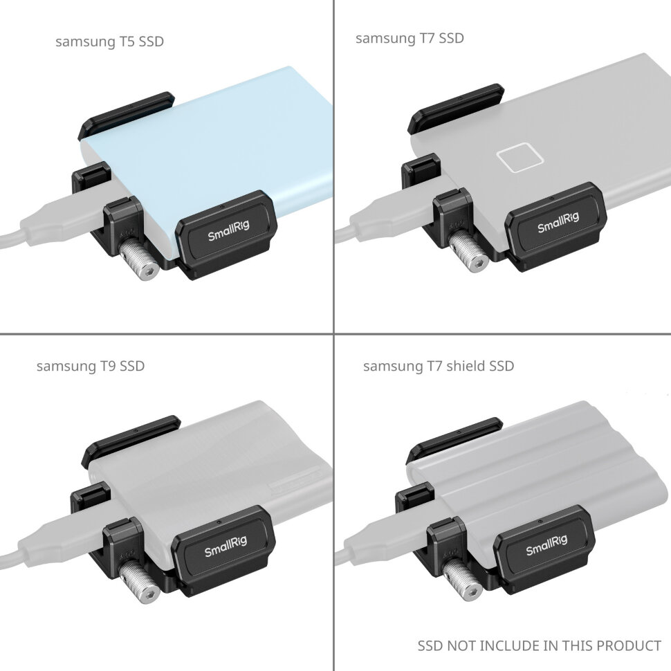 Зажим SSD SmallRig 3272B для клетки BMCC 6K (Samsung T5 / T7 / T7 Shield / T9) Зажим SSD SmallRig 3272B для клетки BMCC 6K (Samsung T5 / T7 / T7 Shield / T9)