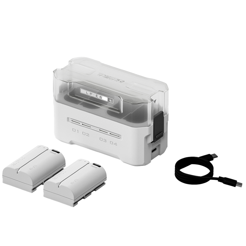 2 аккумулятора LP-E6P + зарядный кейс Tilta Charging Station Белый