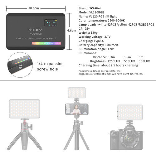 Осветитель VIJIM VL120 RGB Чёрный Осветитель VIJIM VL120 RGB Чёрный