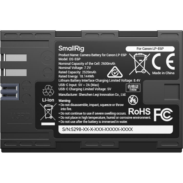 Аккумулятор SmallRig LP-E6P Power Display Type-C 2600mAh Аккумулятор SmallRig LP-E6P Power Display Type-C 2600mAh