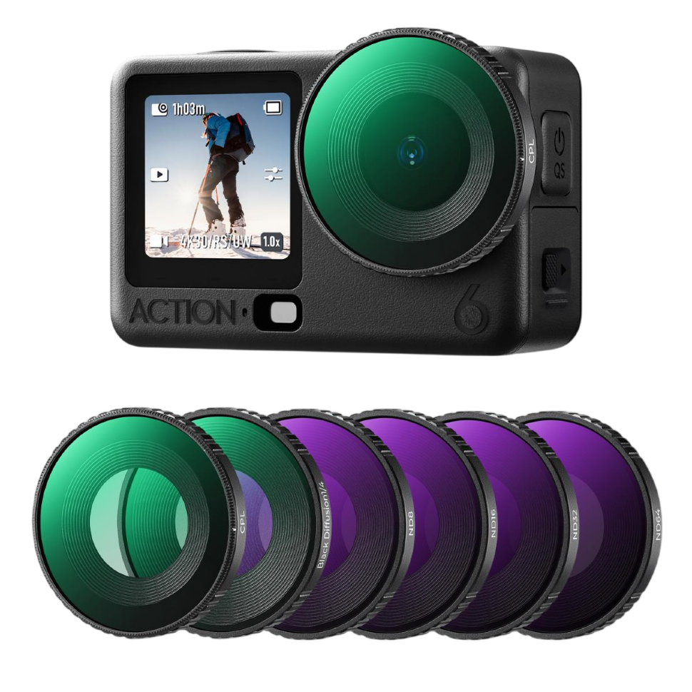 Комплект светофильтров K&F Concept Screw-in Fit CPL + ND + Black Mist 1/4 для DJI Osmo Action 6 (6шт) Комплект светофильтров K&F Concept Screw-in Fit CPL + ND + Black Mist 1/4 для DJI Osmo Action 6 (6шт)