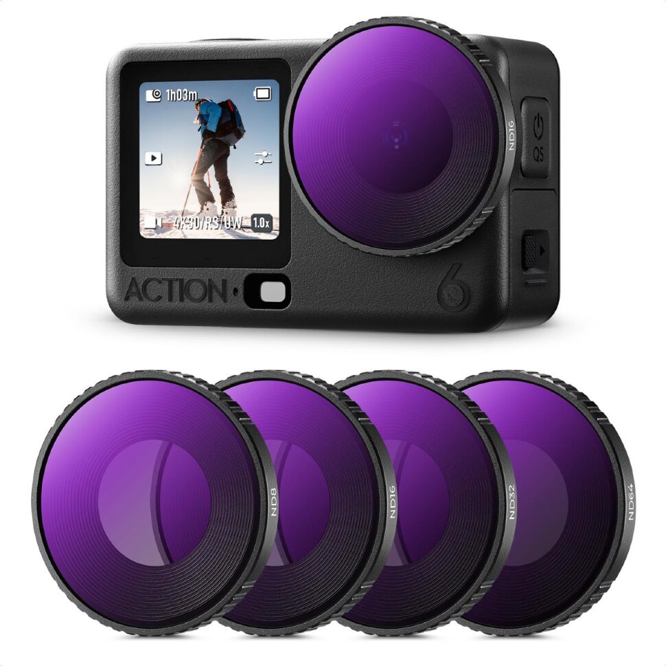 Комплект светофильтров K&F Concept Screw-in Fit ND для DJI Osmo Action 6 (4шт) Комплект светофильтров K&F Concept Screw-in Fit ND для DJI Osmo Action 6 (4шт)