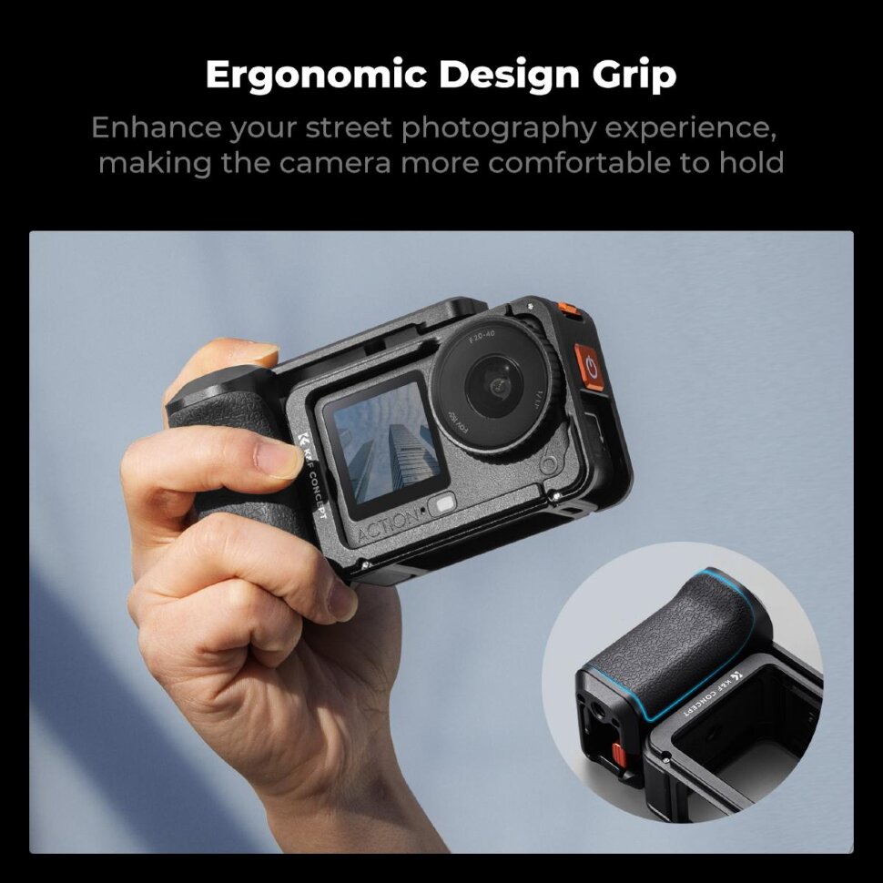 Клетка с рукояткой K&F Concept Metal Street Grip Kit для DJI Osmo Action 6 Клетка с рукояткой K&F Concept Metal Street Grip Kit для DJI Osmo Action 6