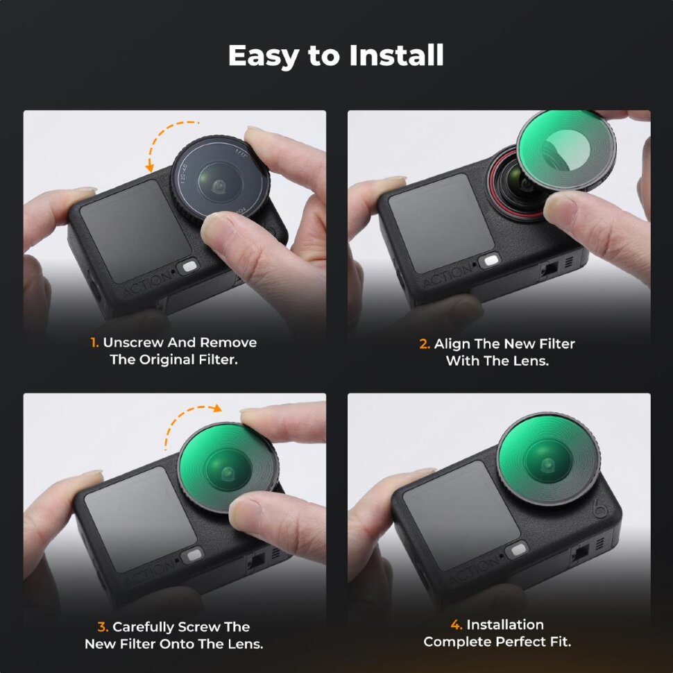 Светофильтр K&F Concept Screw-in Fit Black Mist 1/4 для DJI Osmo Action 6 Светофильтр K&F Concept Screw-in Fit Black Mist 1/4 для DJI Osmo Action 6