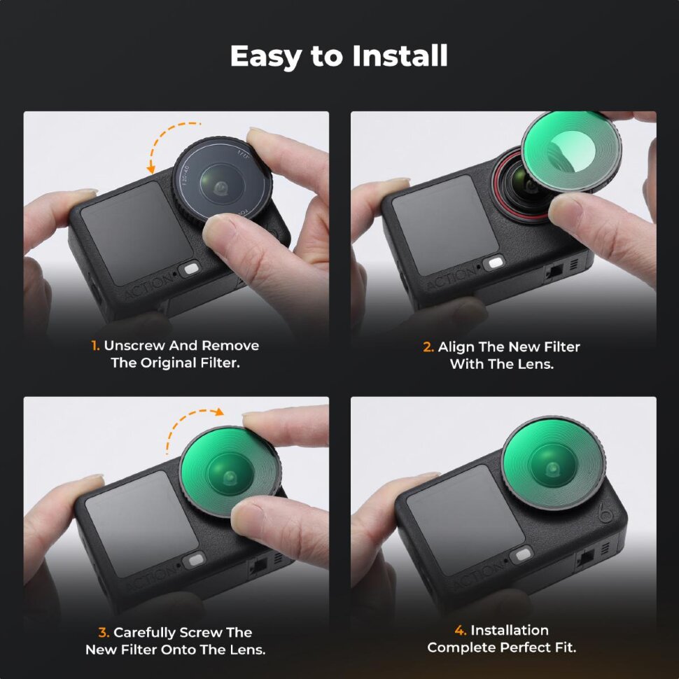 Светофильтр K&F Concept Screw-in Fit UV для DJI Osmo Action 6 Светофильтр K&F Concept Screw-in Fit UV для DJI Osmo Action 6