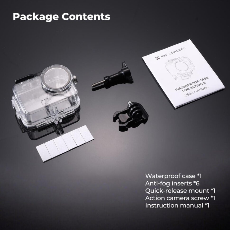 Аквабокс K&F Concept Waterproof Case для DJI Osmo Action 6 Аквабокс K&F Concept Waterproof Case для DJI Osmo Action 6
