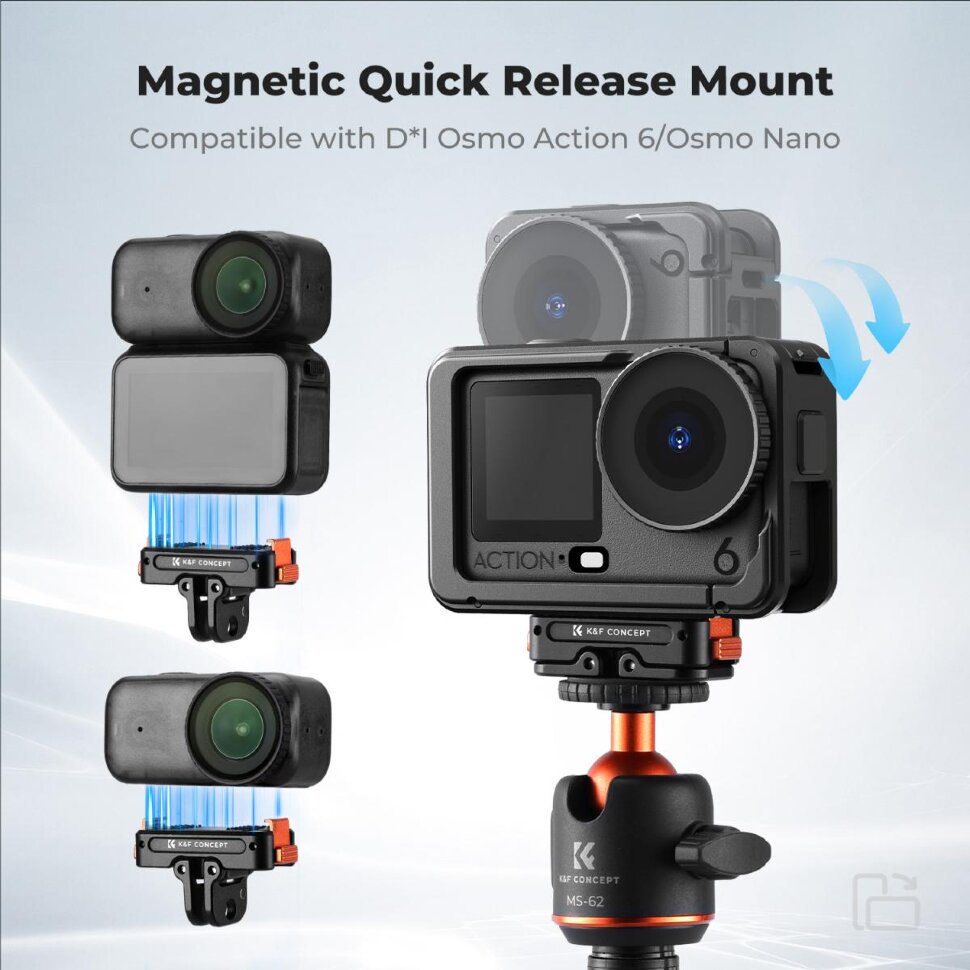 Адаптер K&F Concept Magnetic QR Adapter для DJI Osmo Nano/Osmo Action 6 (Folding) Адаптер K&F Concept Magnetic QR Adapter для DJI Osmo Nano/Osmo Action 6 (Folding)