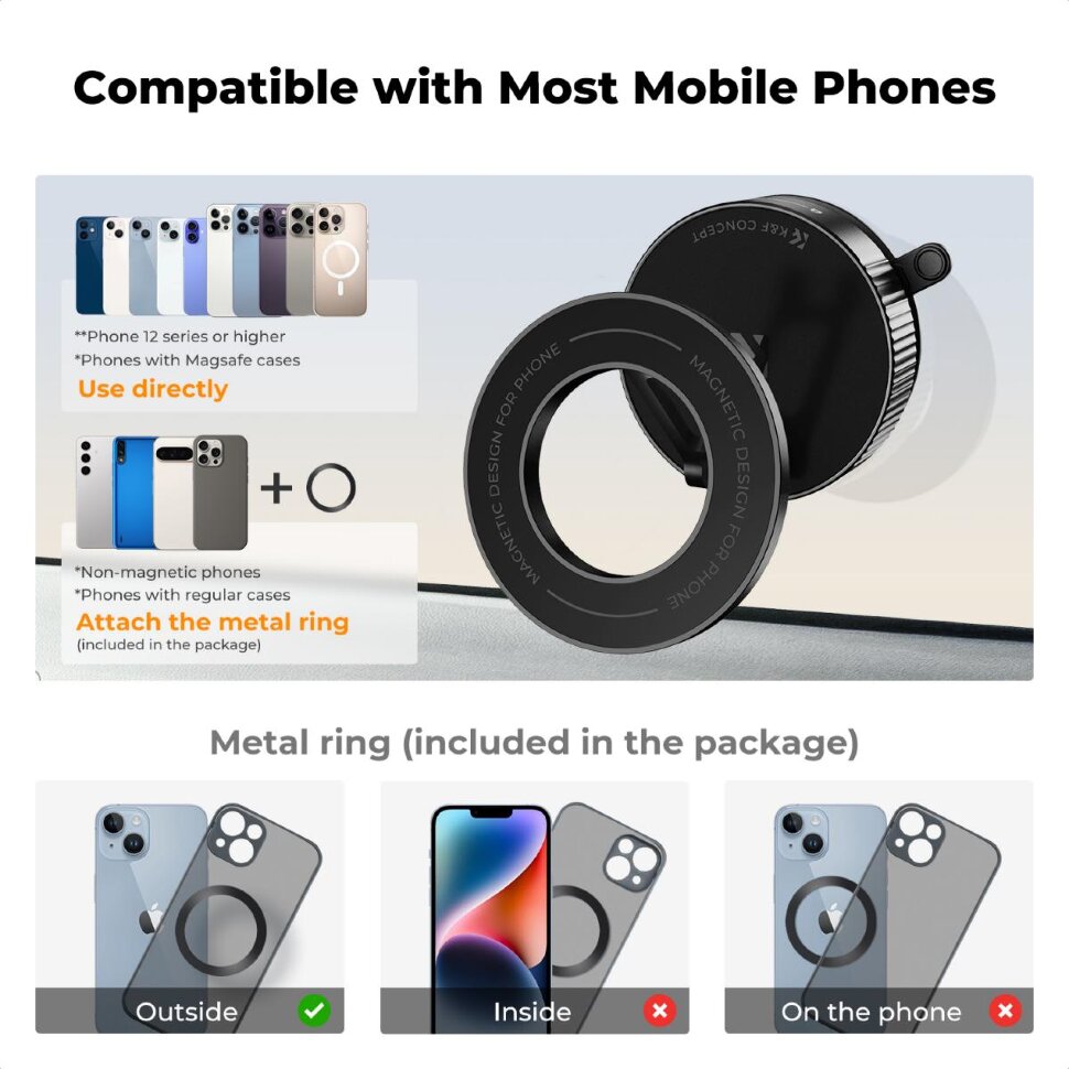 Держатель смартфона K&F Concept MS-52 MagSafe Чёрный Держатель смартфона K&F Concept MS-52 MagSafe Чёрный