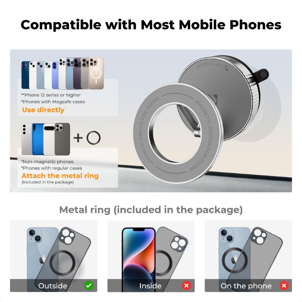 Держатель смартфона K&F Concept MS-52 MagSafe Серебро Держатель смартфона K&F Concept MS-52 MagSafe Серебро