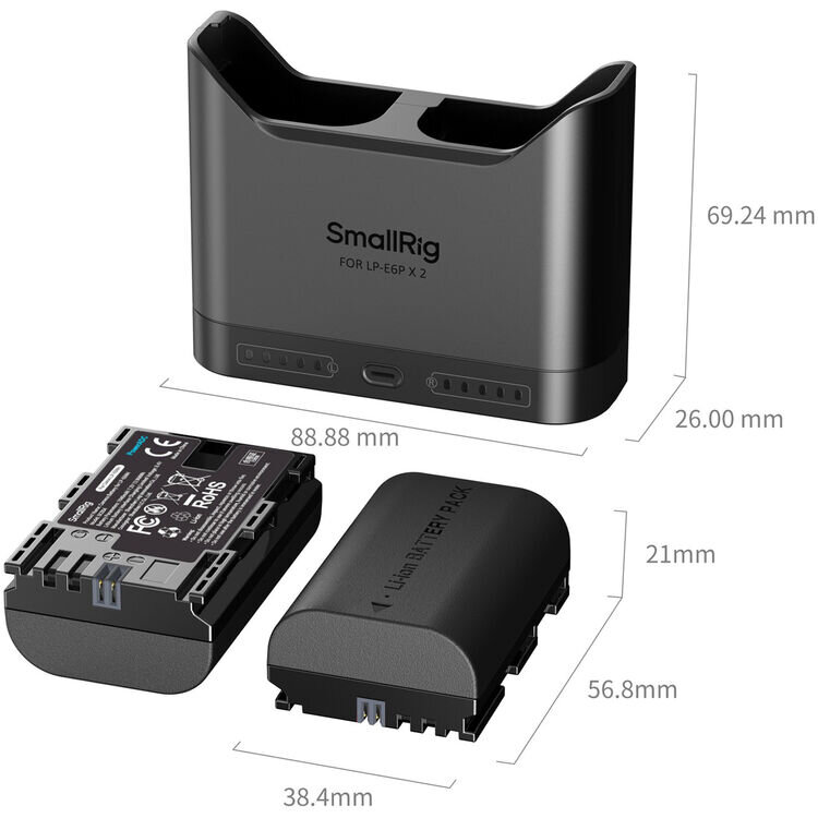 2 аккумулятора LP-E6NH + зарядное устройство SmallRig 5484 Turbo Charging Kit 2 аккумулятора LP-E6NH + зарядное устройство SmallRig 5484 Turbo Charging Kit