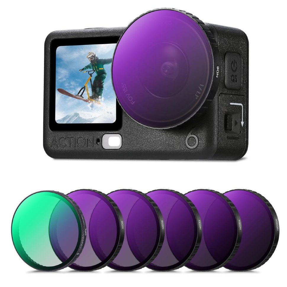 Комплект светофильтров K&F Concept Snap On CPL + ND для DJI Osmo Action 6 (6шт) Комплект светофильтров K&F Concept Snap On CPL + ND для DJI Osmo Action 6 (6шт)