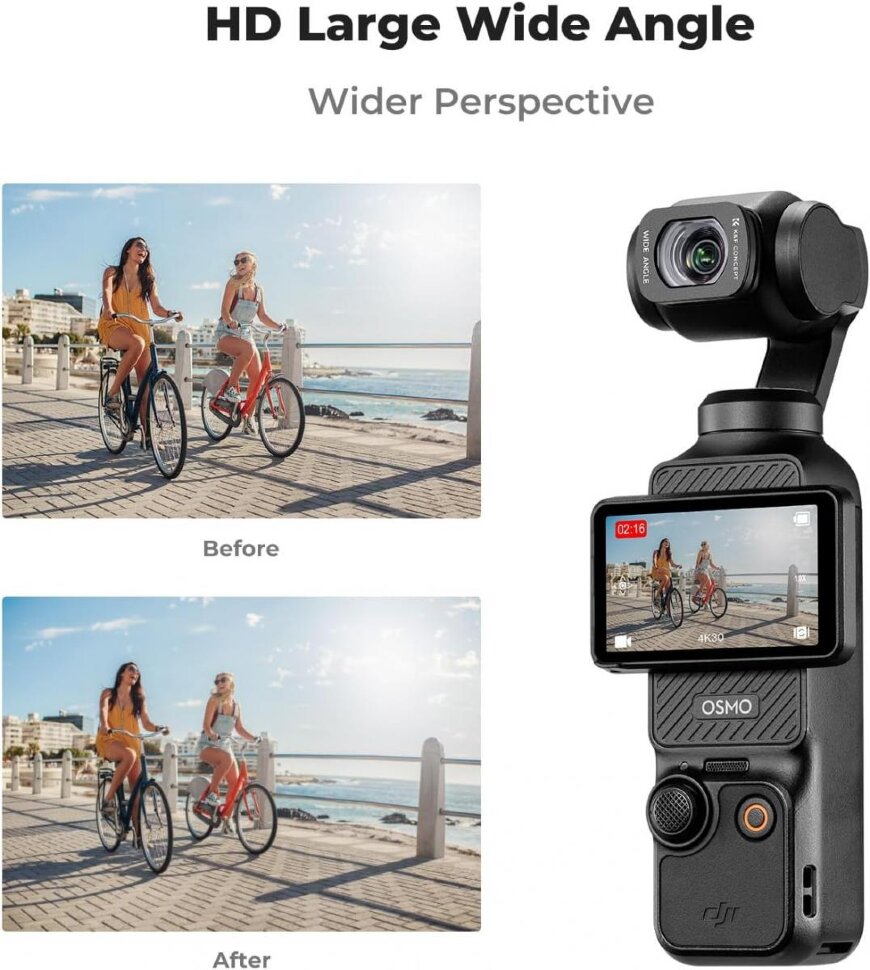 Комплект объективов K&F Concept Wide-Angle + 1.2X Anamorphic для DJI Osmo Pocket 3 / 4 Комплект объективов K&F Concept Wide-Angle + 1.2X Anamorphic для DJI Osmo Pocket 3 / 4