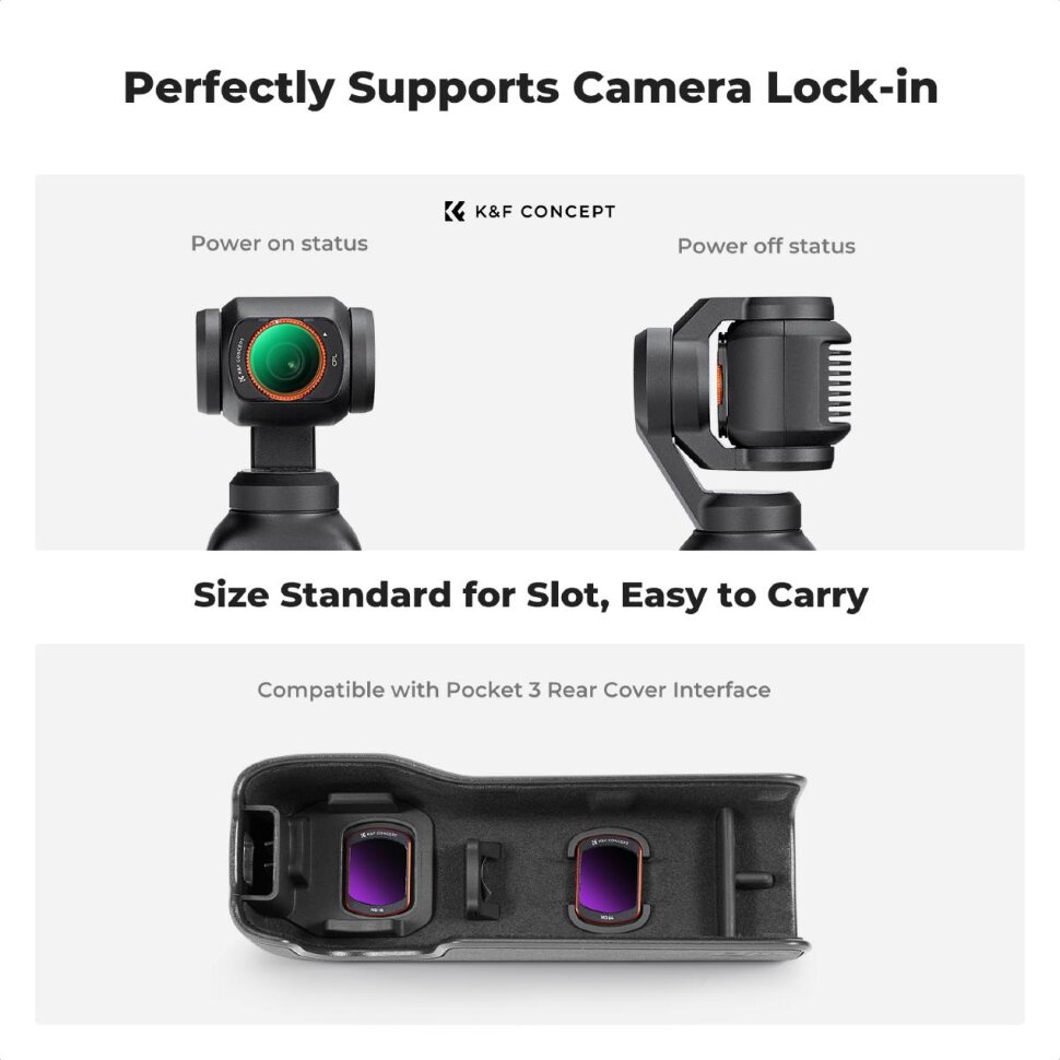 Комплект светофильтров K&F Concept K CPL+ND для DJI Osmo Pocket 3/4 (4шт) Комплект светофильтров K&F Concept K CPL+ND для DJI Osmo Pocket 3/4 (4шт)