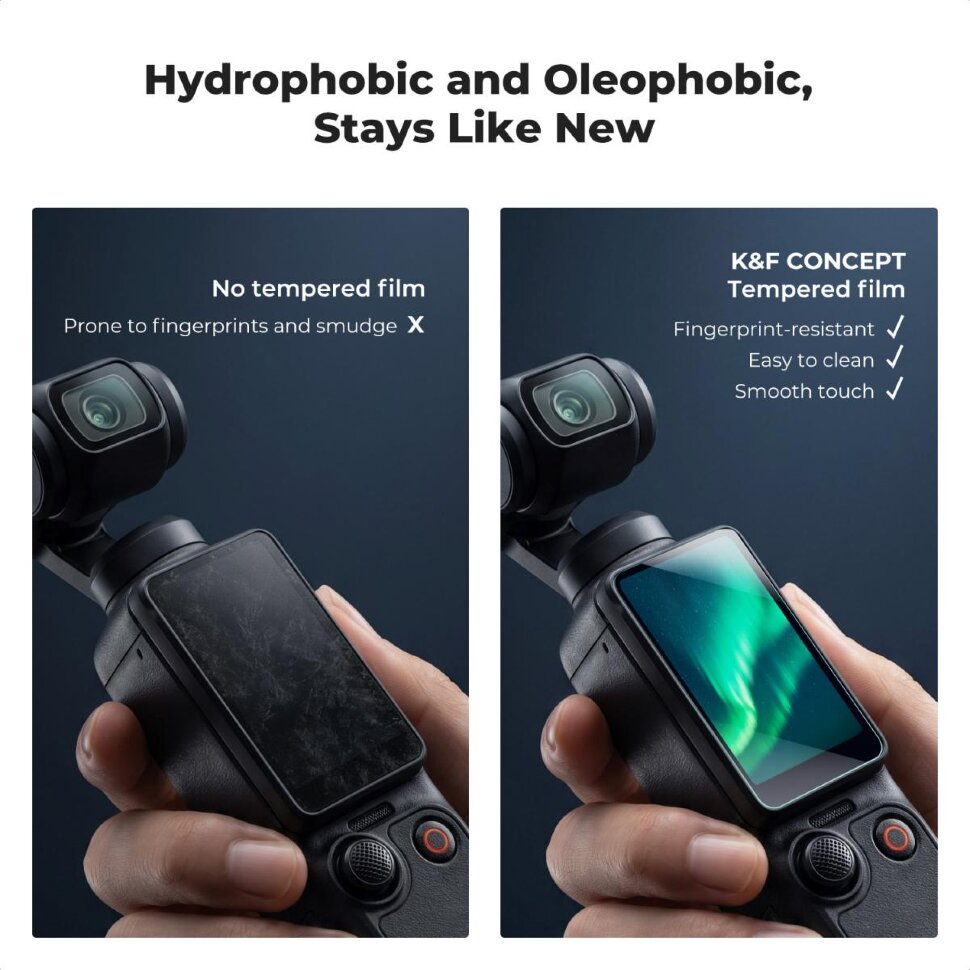 Защитное стекло K&F Concept для DJI Osmo Pocket 3/4 (2шт) Защитное стекло K&F Concept для DJI Osmo Pocket 3/4 (2шт)