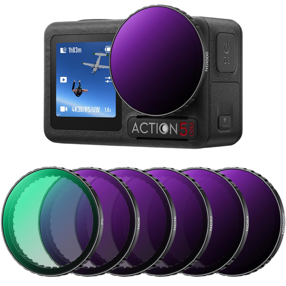Комплект светофильтров K&F Concept Push-in PL + ND для DJI Osmo Action 3/4/5 Pro (6шт)