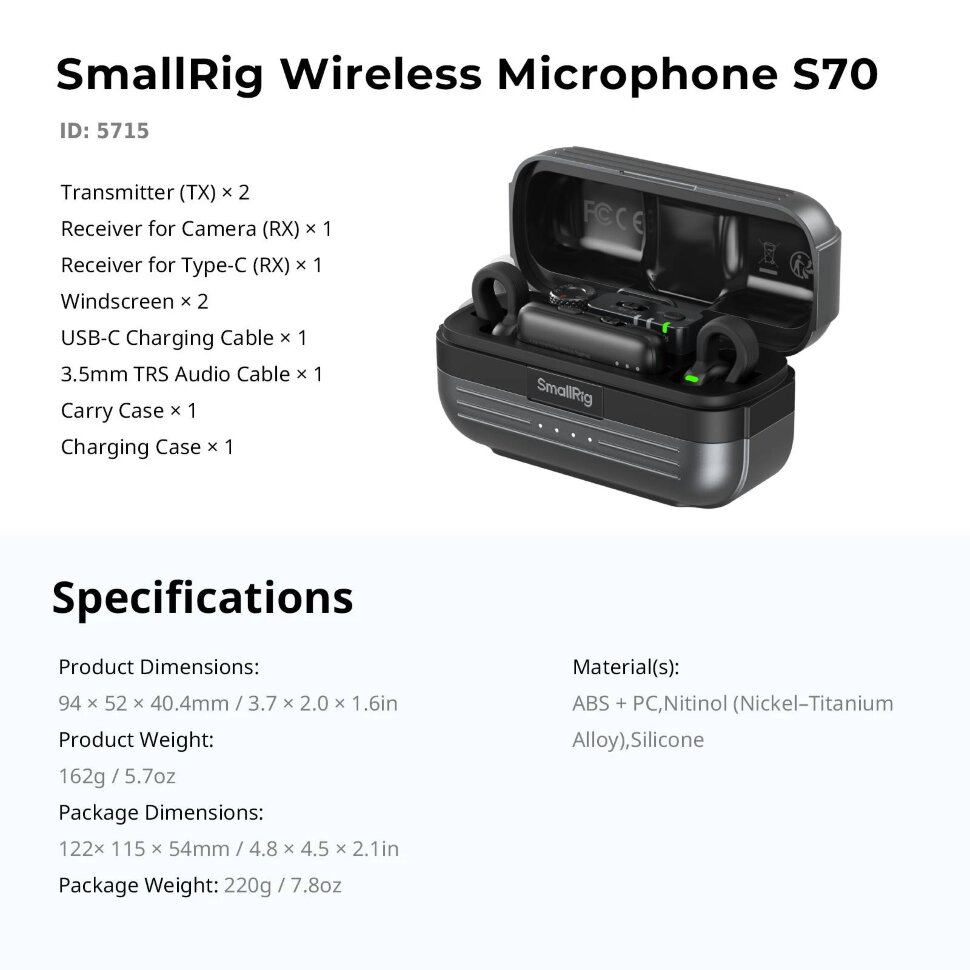 Радиосистема SmallRig S70-A Чёрная Радиосистема SmallRig S70-A Чёрная