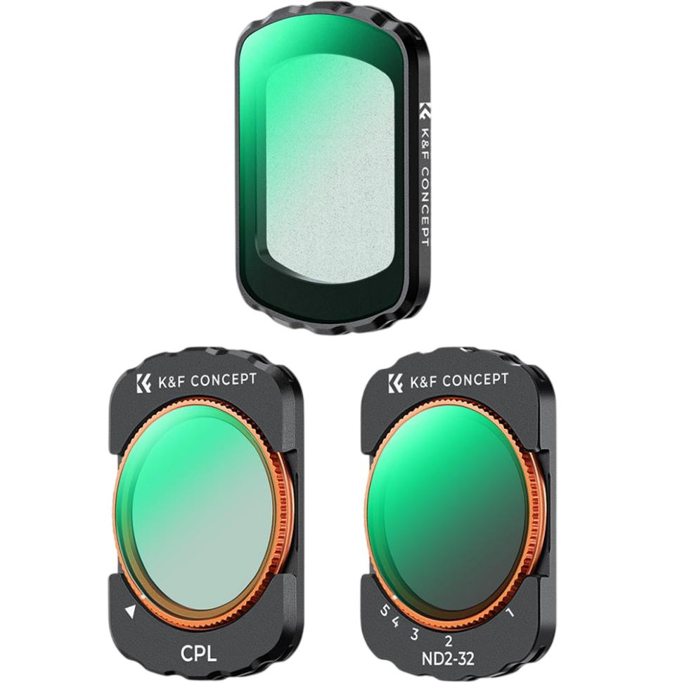 Комплект светофильтров K&F Concept CPL + Black Mist 1/4 + ND2-32 для DJI Osmo Pocket 3/4 (3шт)